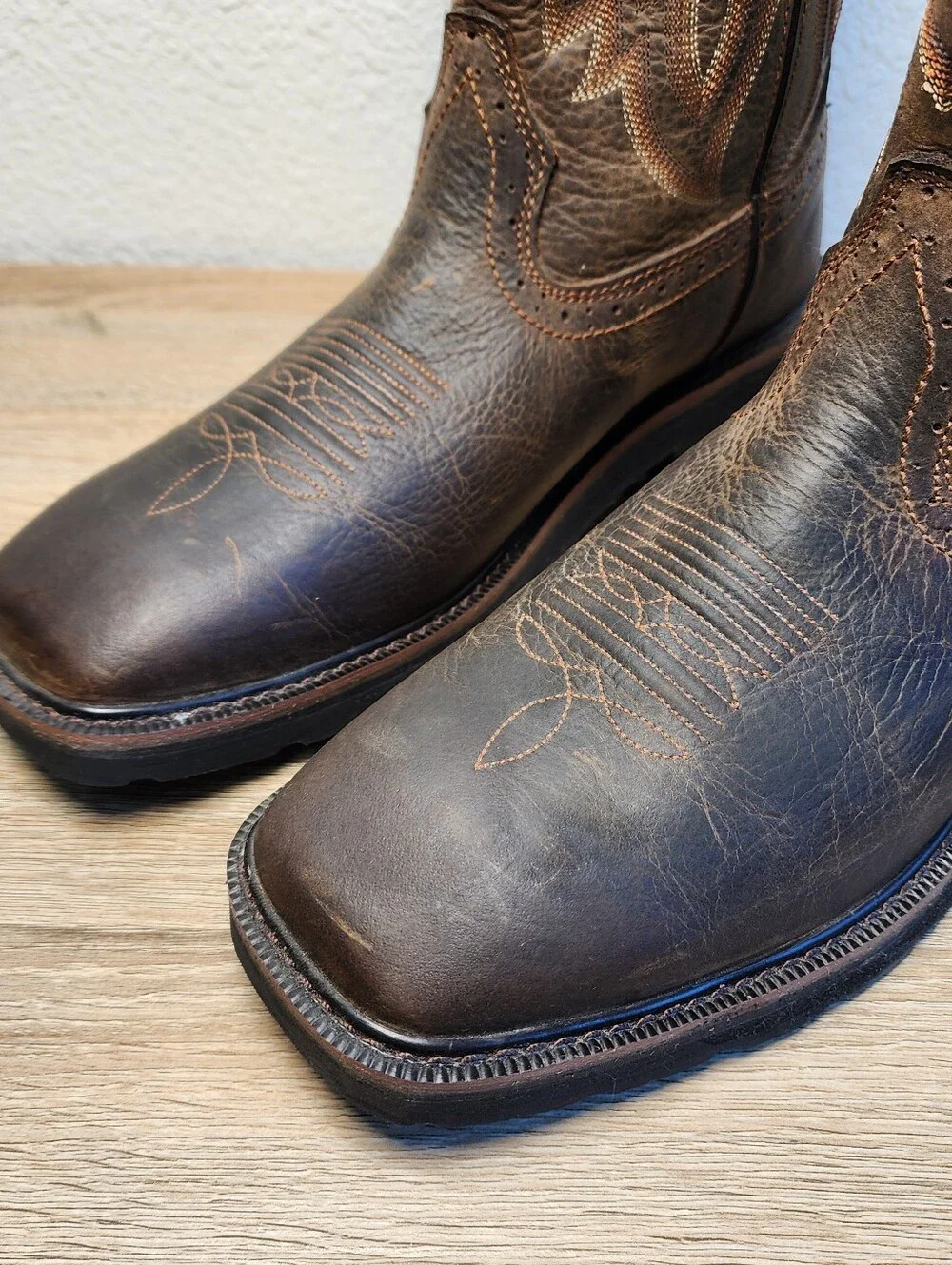 NWT WOLVERINE Men's Rancher Square Toe Western Work Brown Leather Boot 10.5